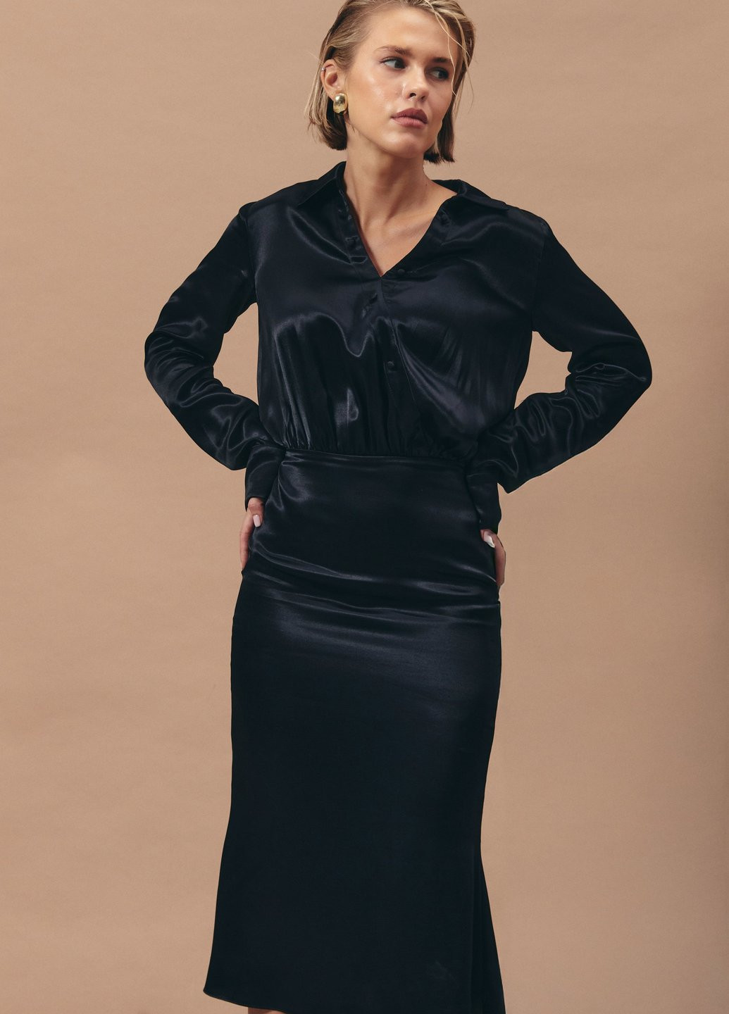 Черное кэжуал платье Gepur однотонное