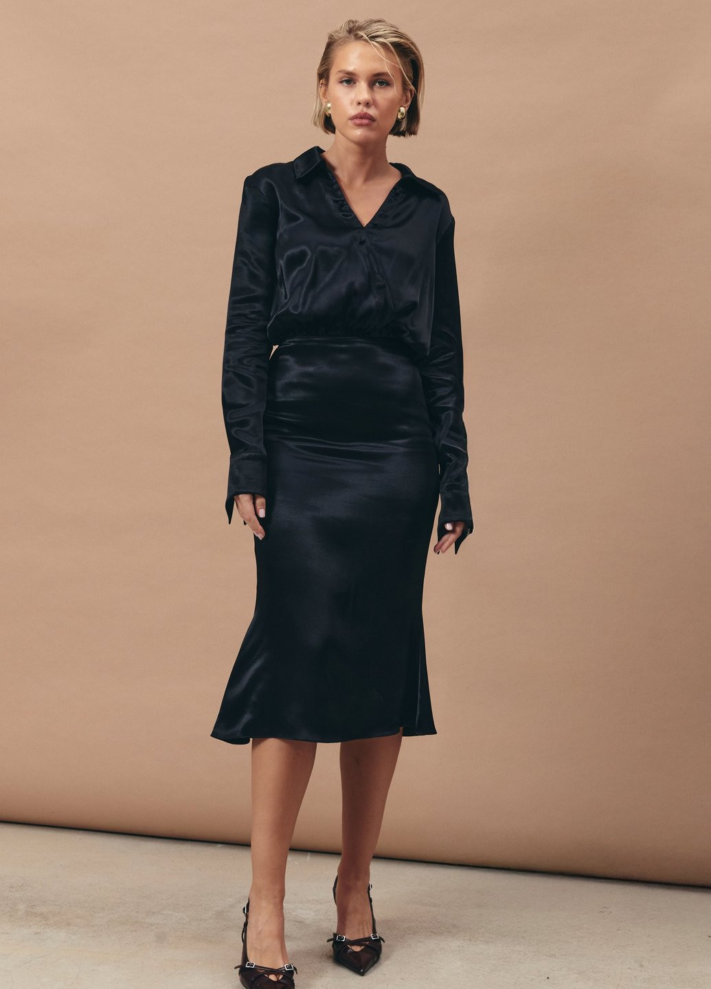 Черное кэжуал платье Gepur однотонное