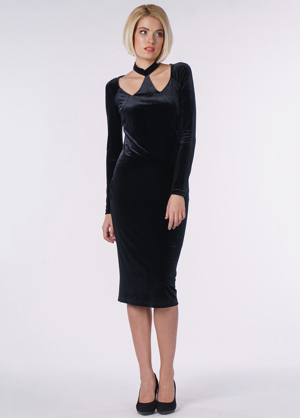 Черное коктейльное платье футляр OKS by Oksana Demchenko однотонное