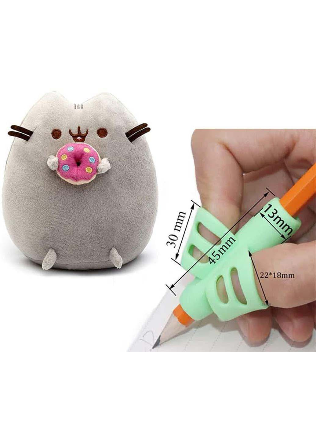 Комплект мягкая игрушка кот с пончиком Пушин кэт и силиконовая насадка для коррекции письма ST (256544166)