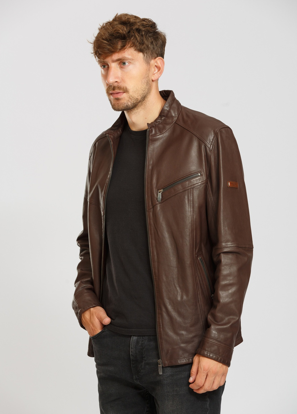 Темно-серая демисезонная куртка коричневый Cvk brand