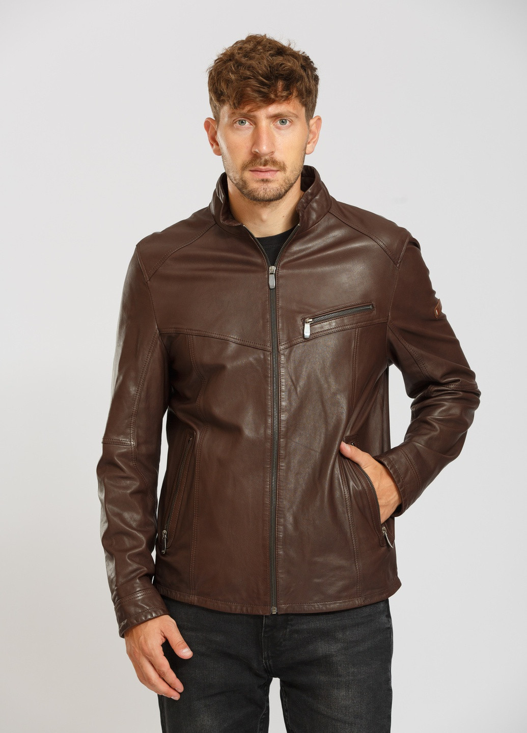 Темно-серая демисезонная куртка коричневый Cvk brand