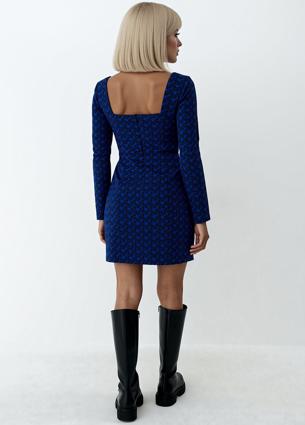 Синее кэжуал платье Mohito с геометрическим узором