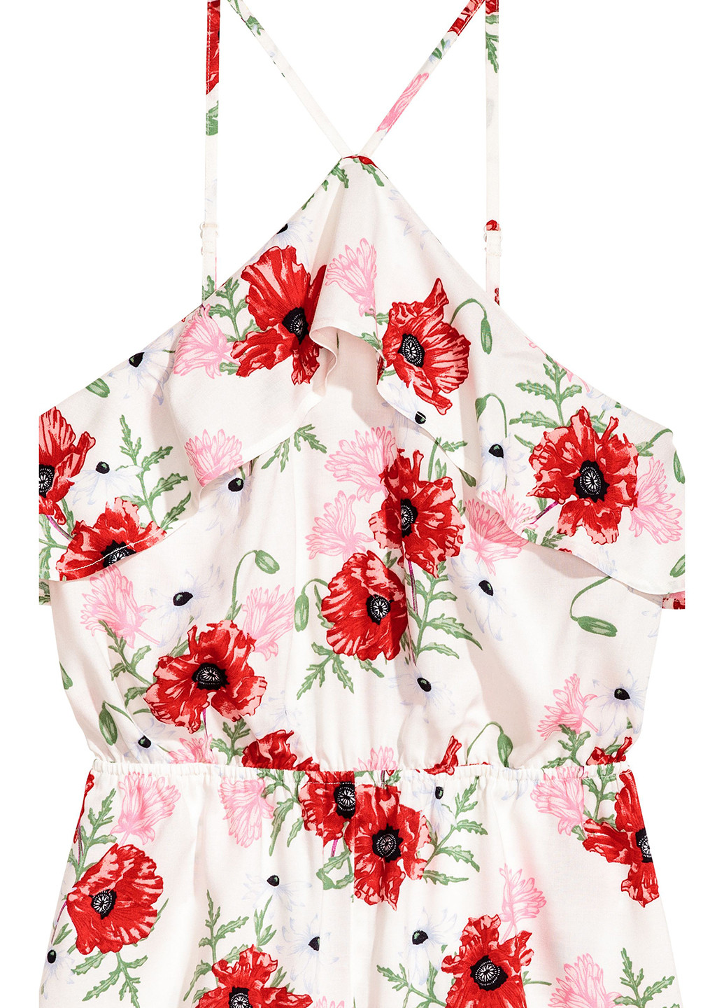 Комбинезон H&M комбинезон-шорты цветочный белый кэжуал вискоза