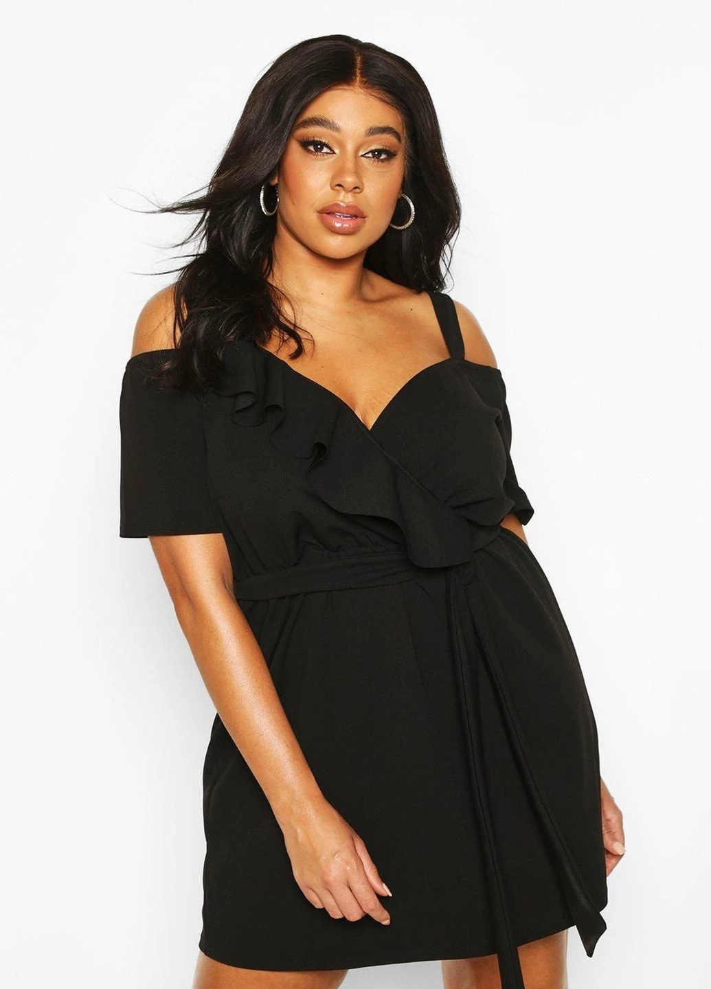 Черное кэжуал платье Boohoo однотонное