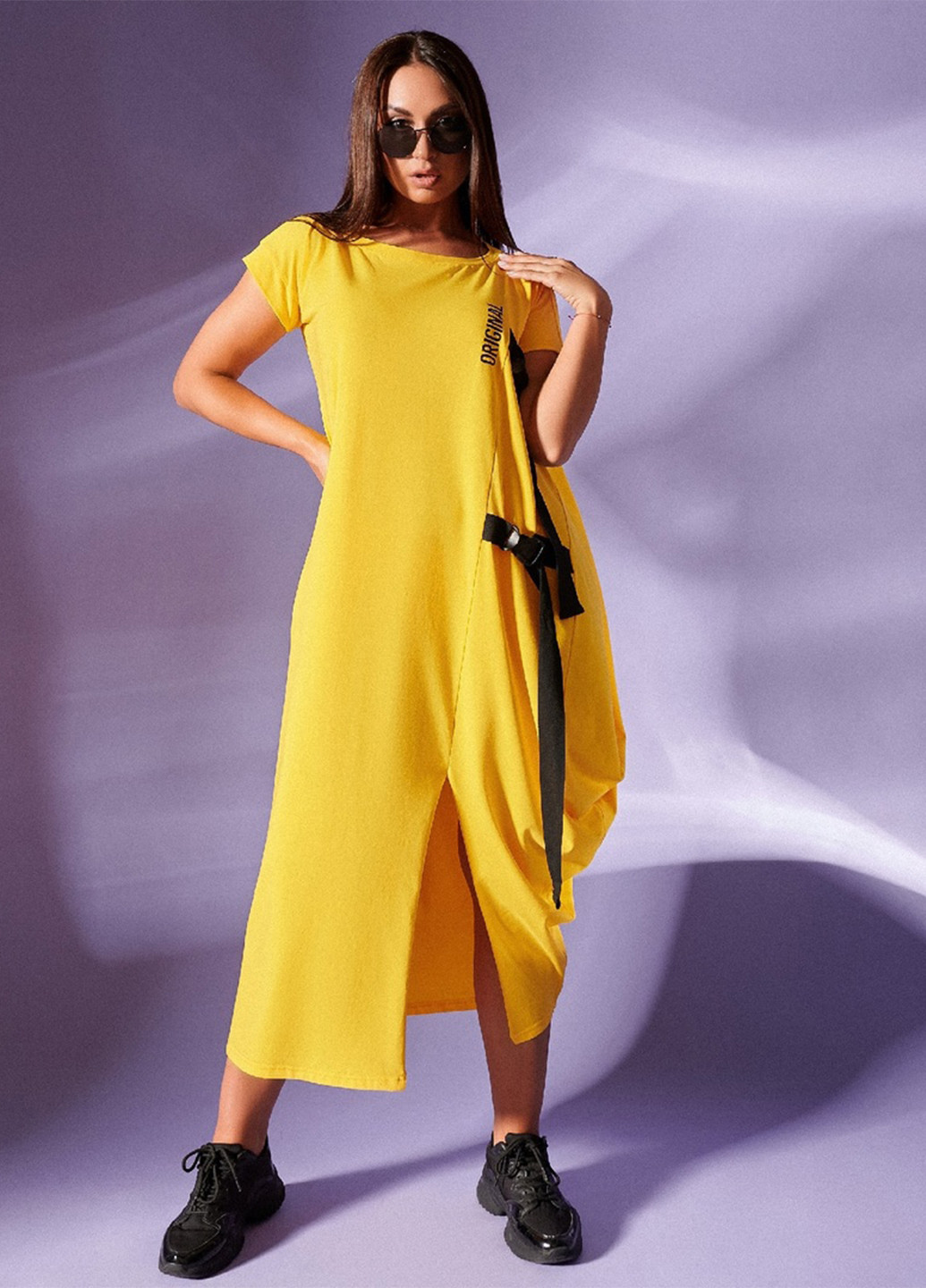 Желтое кэжуал платье футляр LibeAmore однотонное