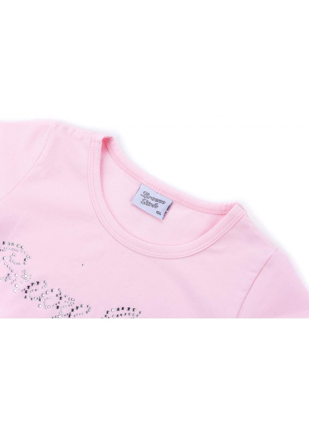 Розовая демисезонная футболка детская с кружевом (9001-104g-pink) Breeze