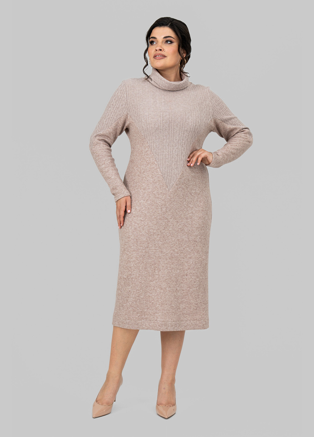 Світло-бежева кежуал сукня сукня светр A'll Posa однотонна