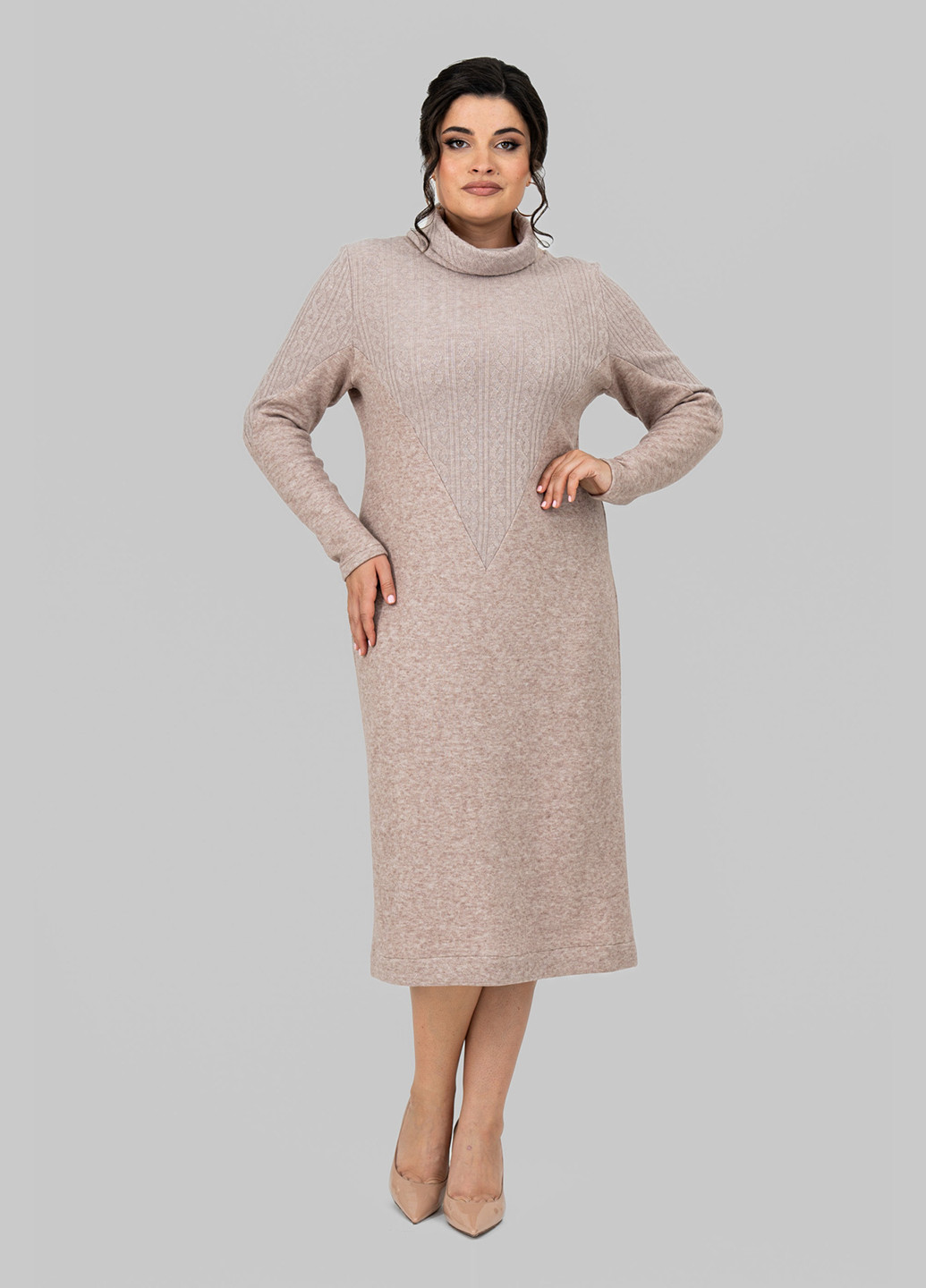 Світло-бежева кежуал сукня сукня светр A'll Posa однотонна