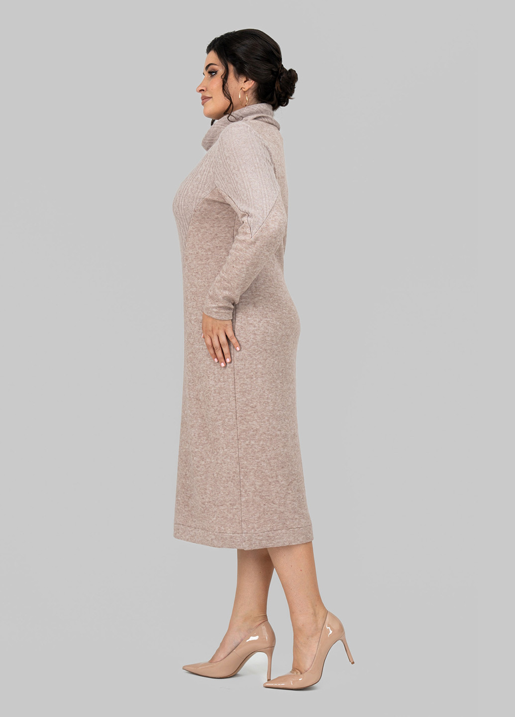 Світло-бежева кежуал сукня сукня светр A'll Posa однотонна