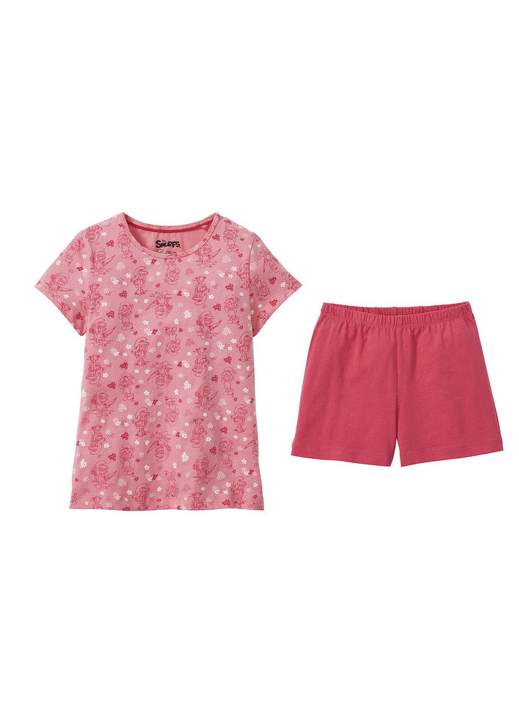 Розовый летний комплект (футболка, шорты) The Smurfs