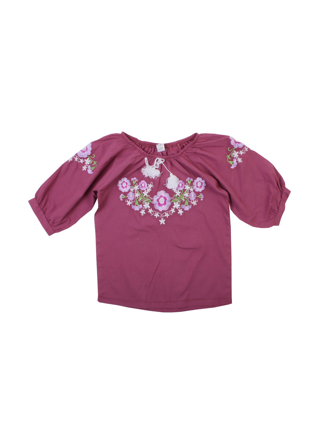 Бордовая цветочной расцветки блузка Валери-Текс демисезонная