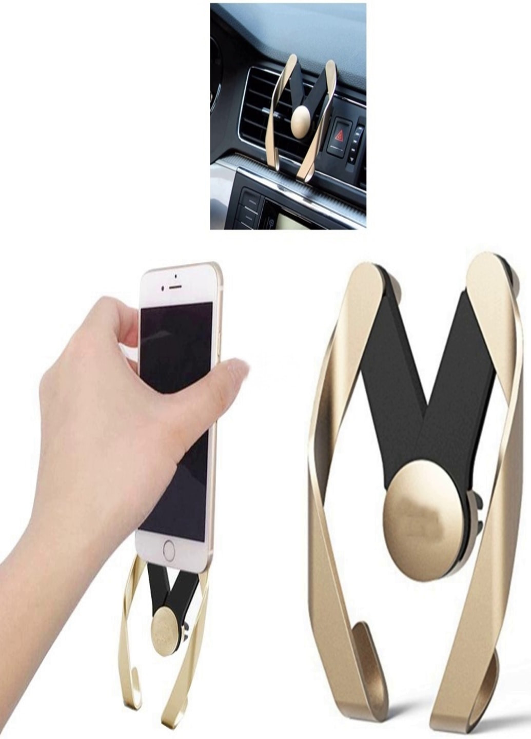 Автомобільний тримач для телефону навігатора універсальний на панель автомобіля решітку (82014789) Золотистий Francesco Marconi (209509584)