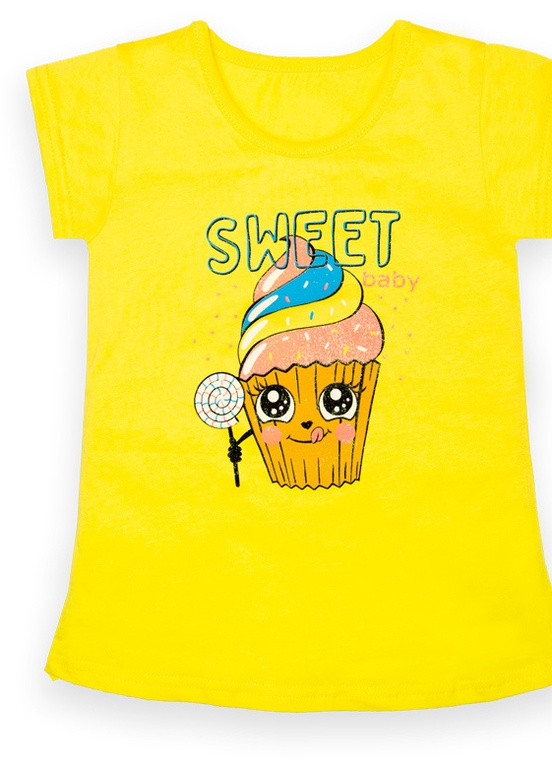 Жовта літня дитяча футболка для дівчинки ft-22-10/1 *good mood* Габби