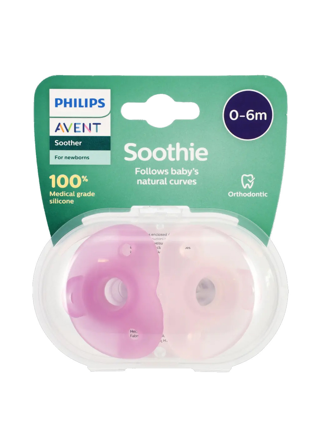 Пустушка soothie для дівчаток 0-6 міс 2 шт. (scf099/22) Philips Avent 8710103991625 (256012218)