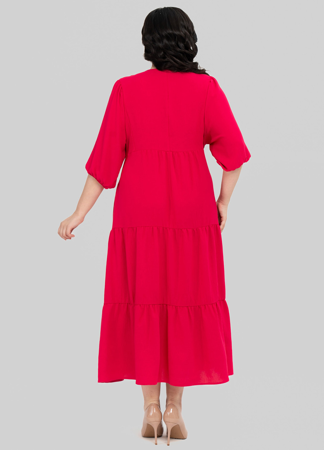 Красное кэжуал платье в стиле ампир A'll Posa однотонное