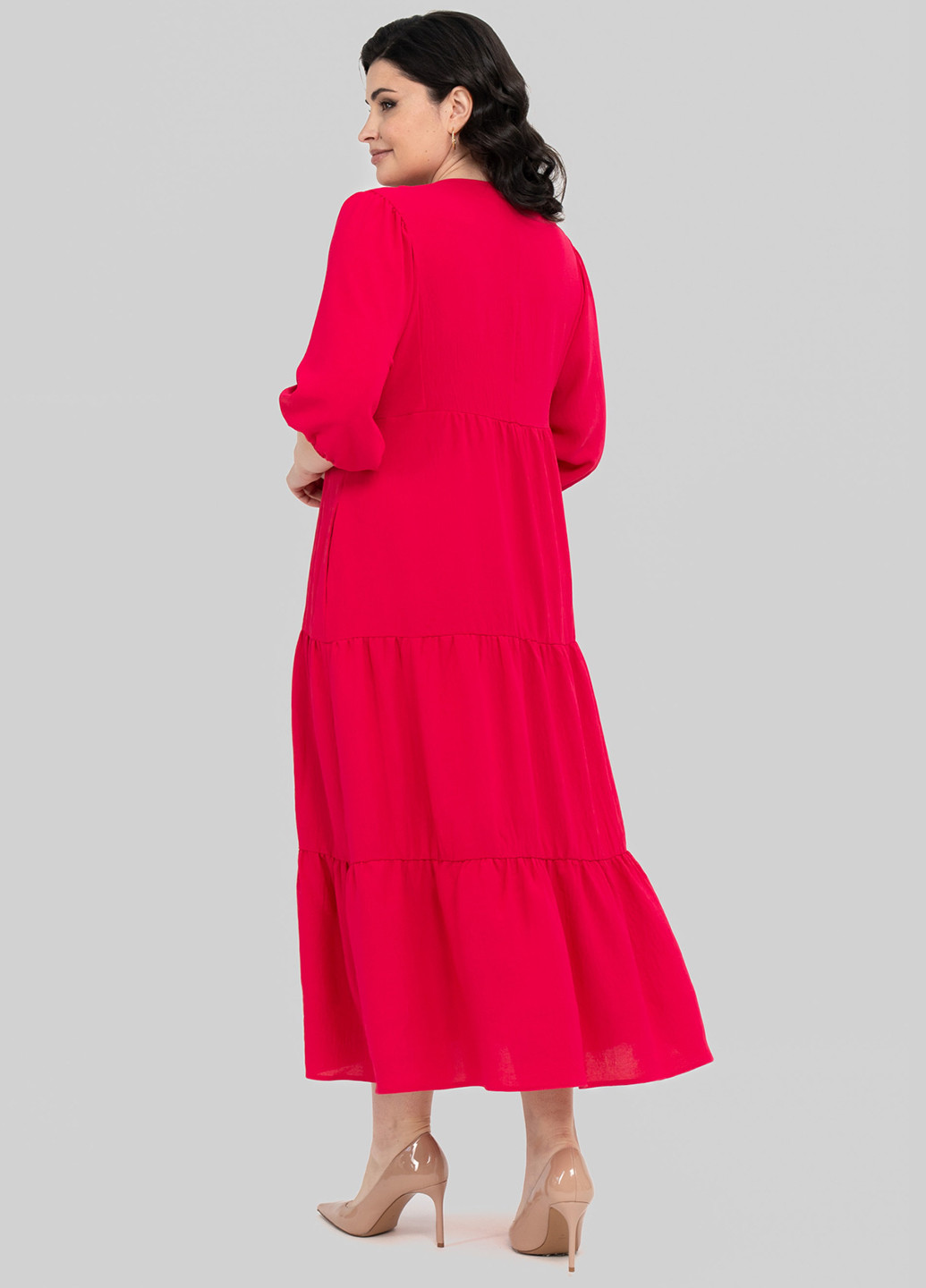 Красное кэжуал платье в стиле ампир A'll Posa однотонное