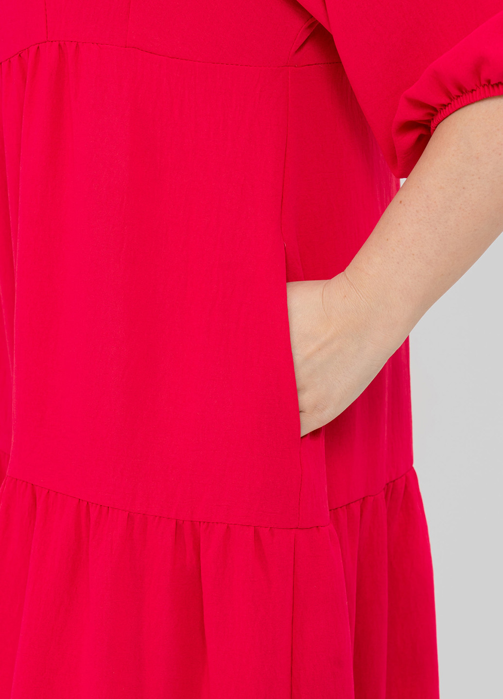 Красное кэжуал платье в стиле ампир A'll Posa однотонное