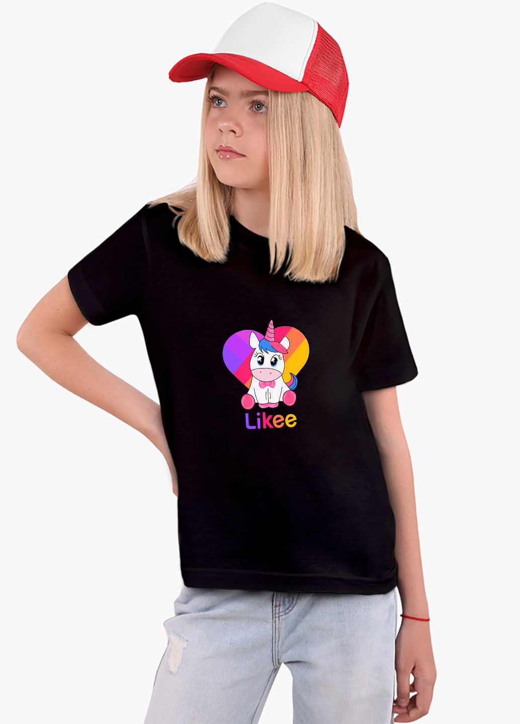 Чорна демісезонна футболка дитяча лайк єдиноріг (likee unicorn) (9224-1594) MobiPrint