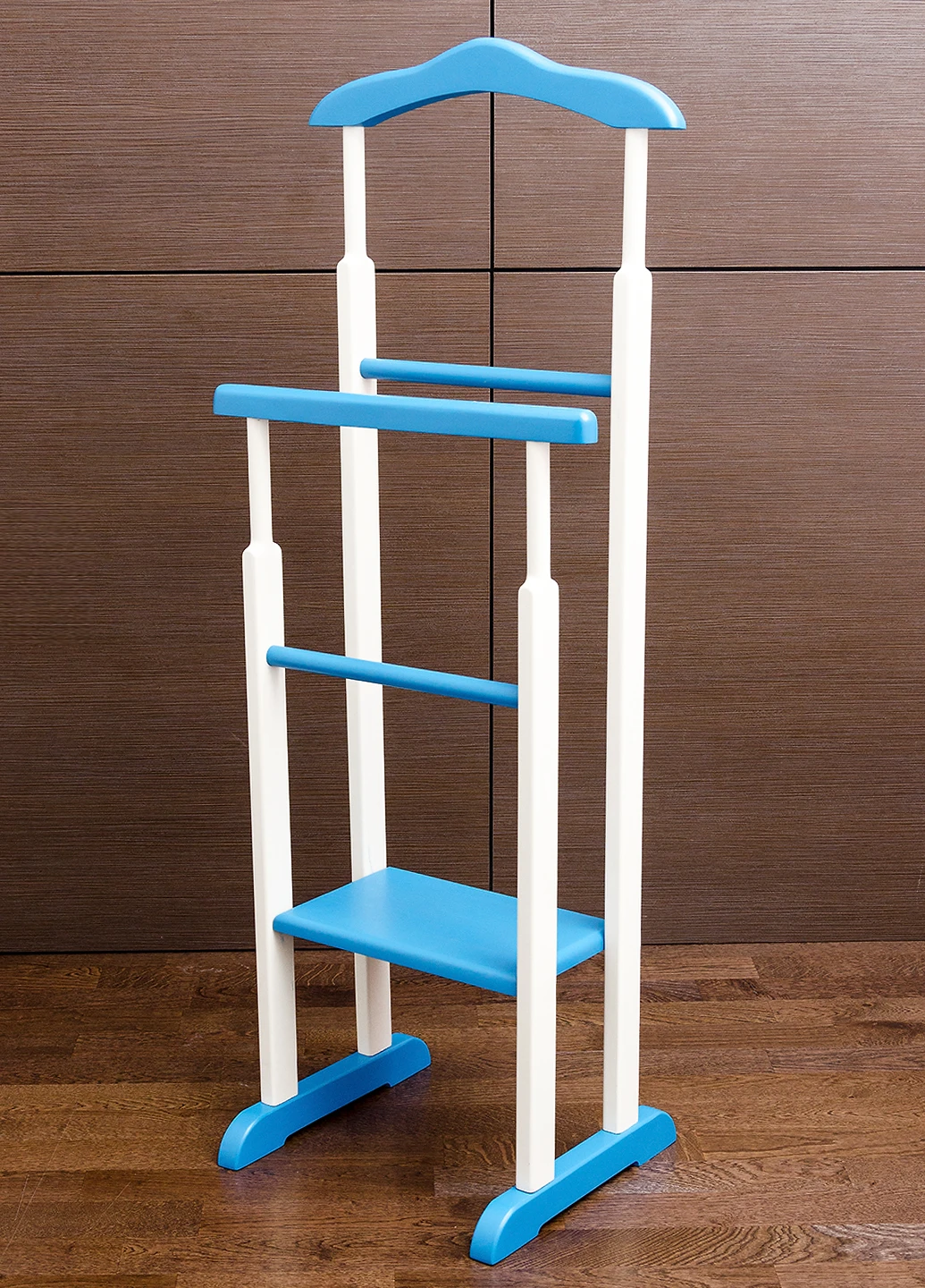 Підлогова вішалка з натурального дерева, двоколірна (Білий + Блакитний) HouseWood (250392112)
