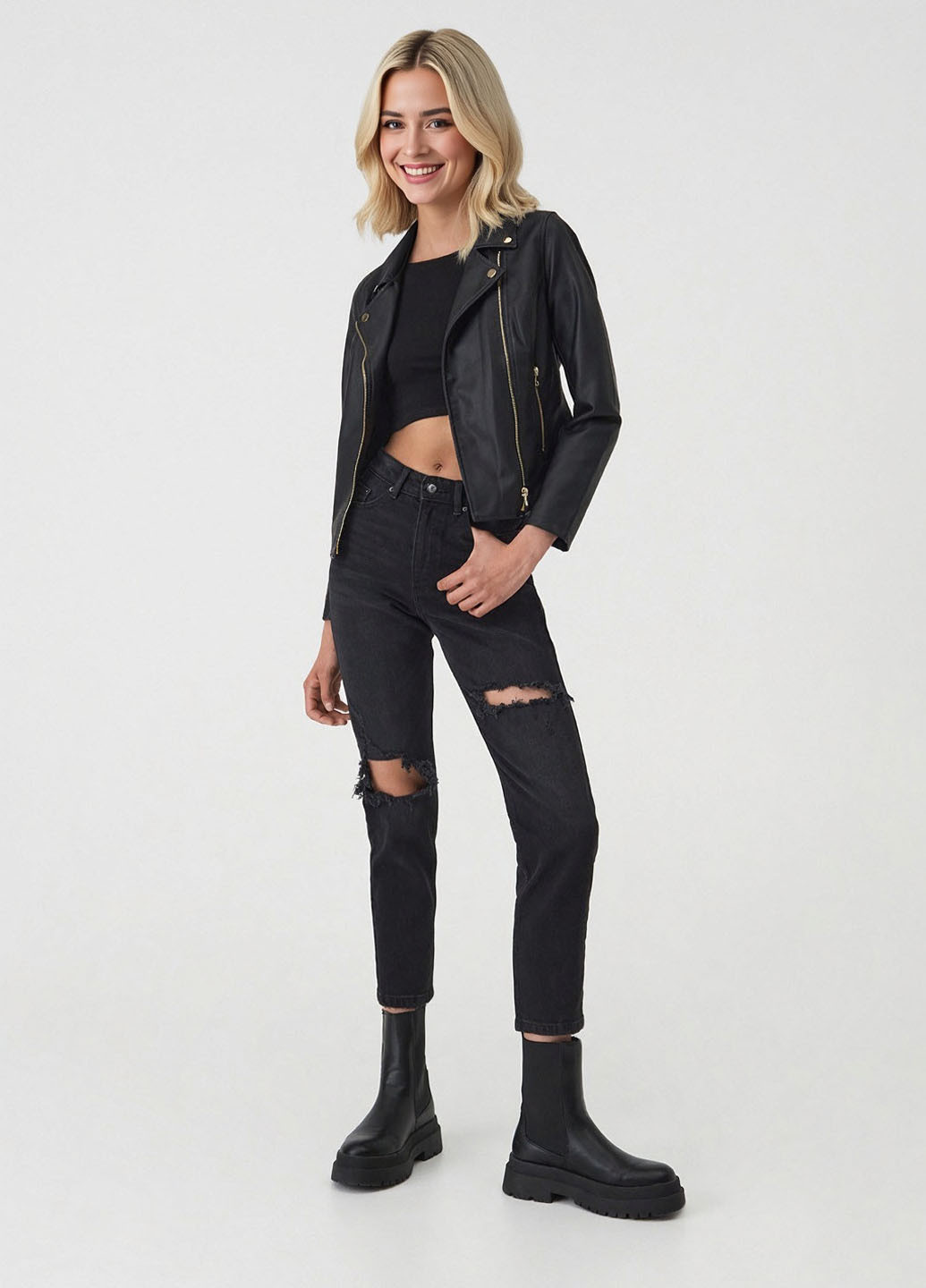 Чорна демісезонна куртка Sinsay