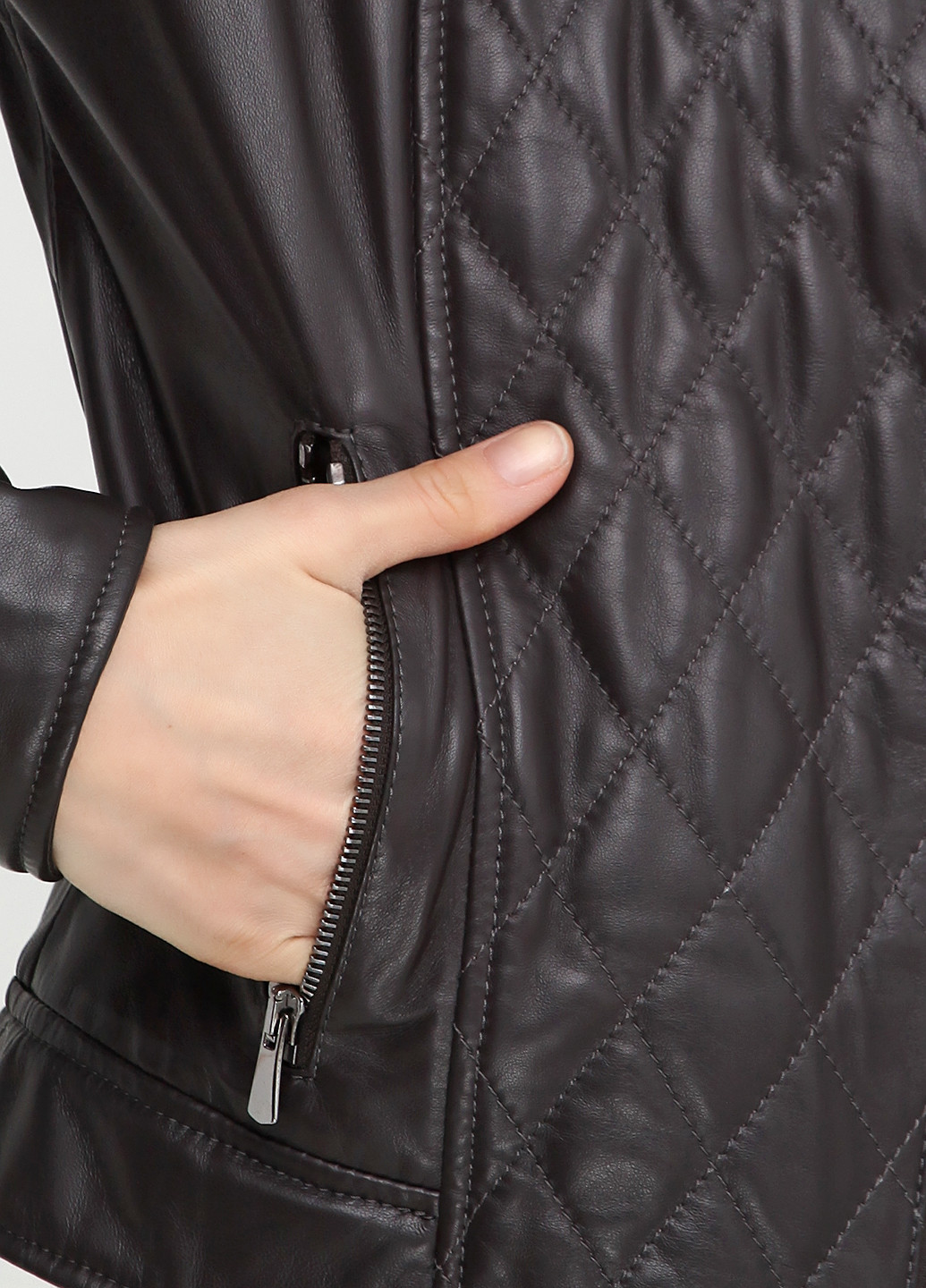 Темно-коричнева демісезонна куртка шкіряна Ermellino