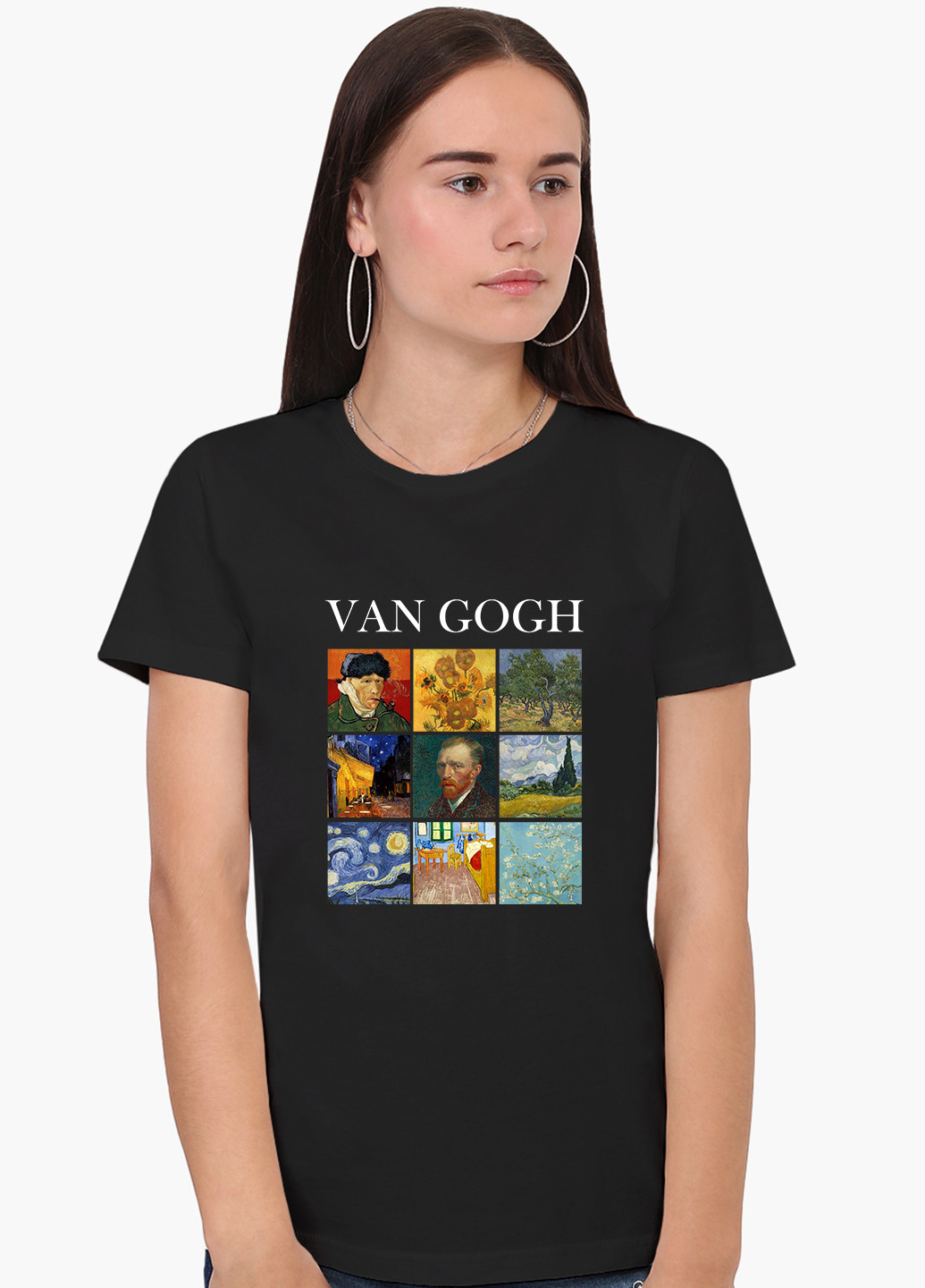Чорна демісезон футболка жіноча вінсент ван гог картини (vincent van gogh) (8976-2960) xxl MobiPrint