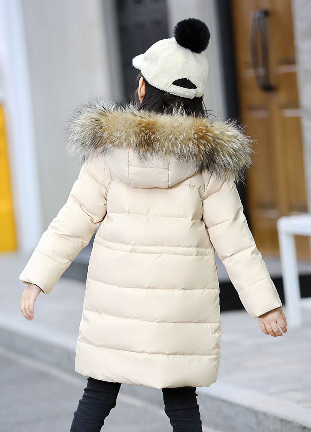 Бежевая куртка для девочки пуховая зимняя 8495 120 см бежевый 63058 DobraMAMA