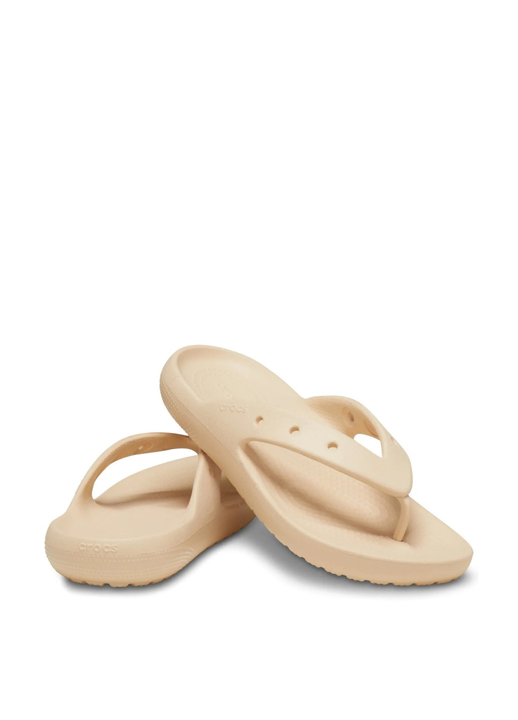 Бежевые пляжные, кэжуал вьетнамки Crocs с логотипом, с перфорацией