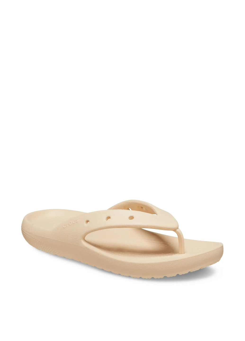 Бежевые пляжные, кэжуал вьетнамки Crocs с логотипом, с перфорацией