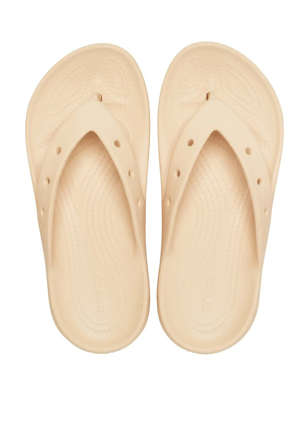 Бежевые пляжные, кэжуал вьетнамки Crocs с логотипом, с перфорацией