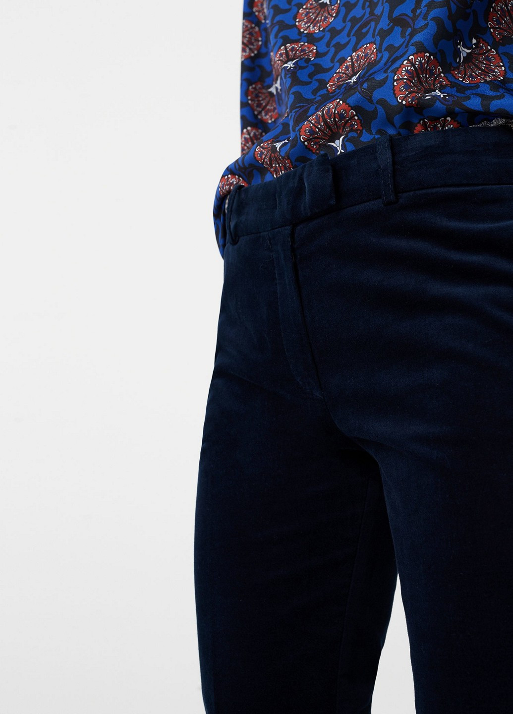 Темно-синие кэжуал демисезонные прямые брюки Mango