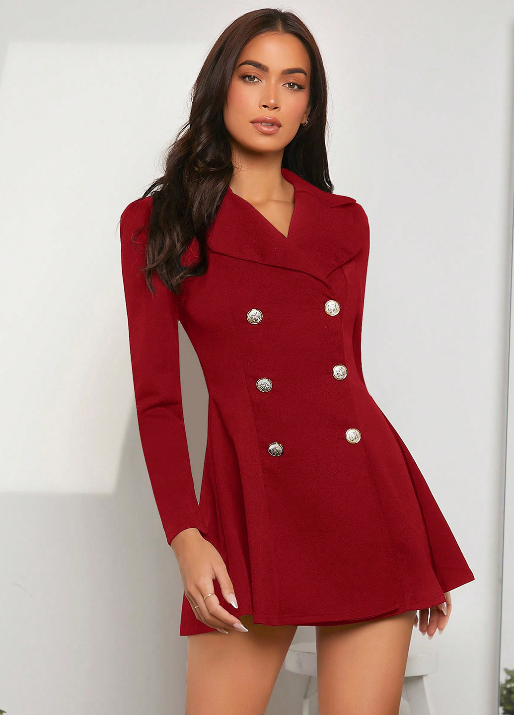 Бордова кежуал сукня сукня-жакет SHEIN однотонна