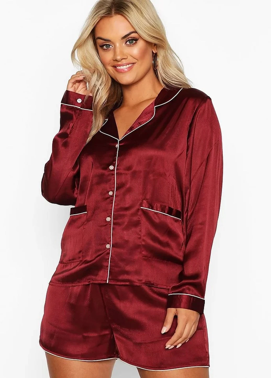 Бордовая всесезон пижама Boohoo