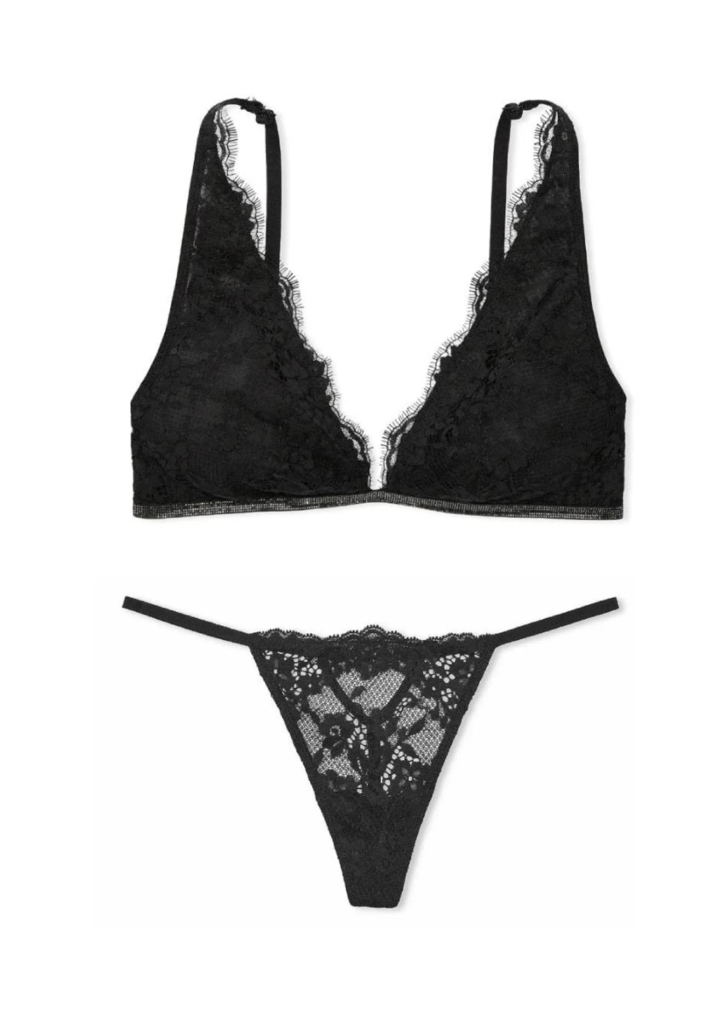 Чорний демісезонний комплект (бюстгальтер, трусики) Victoria's Secret