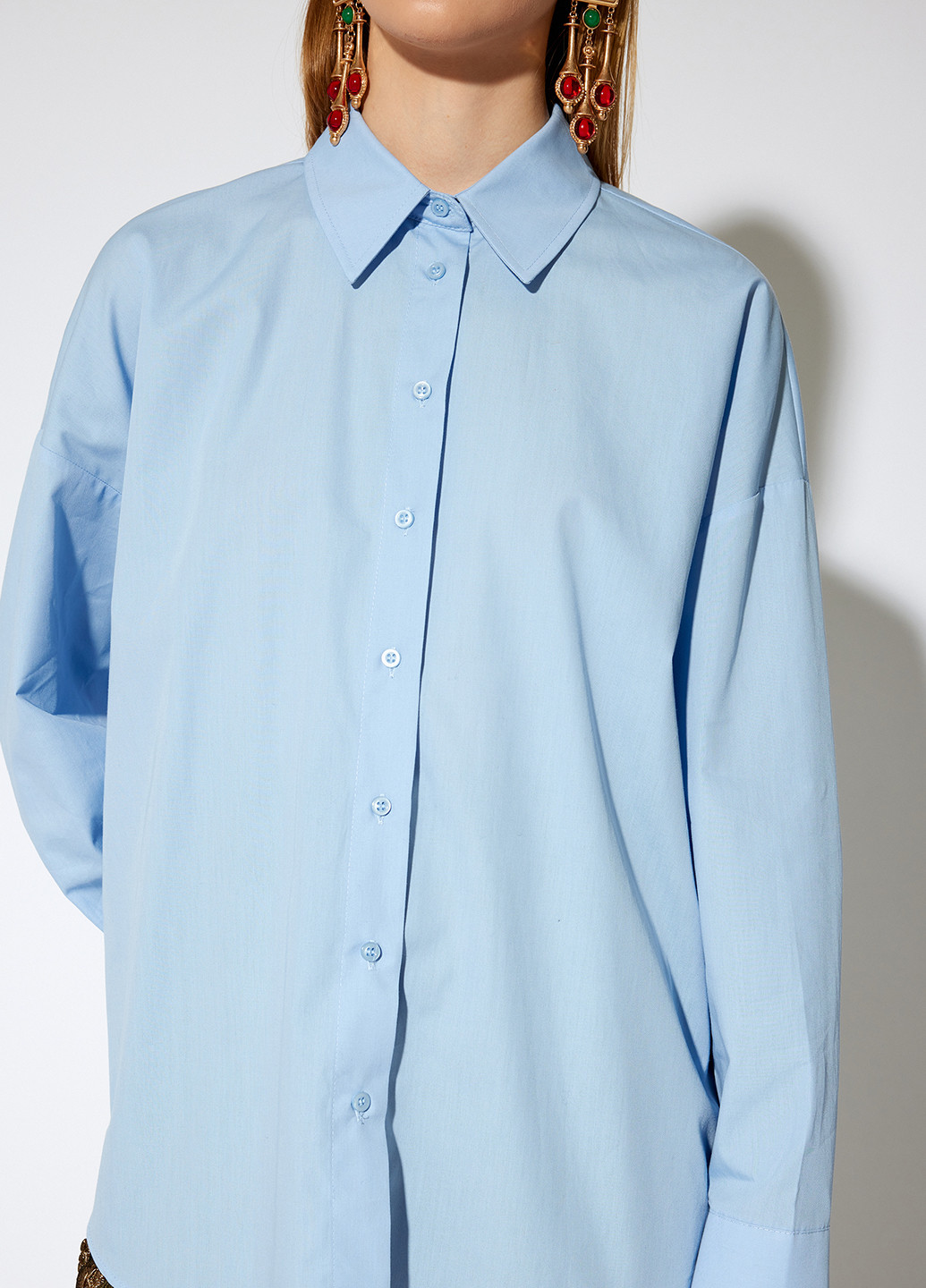 Голубой кэжуал рубашка однотонная KOTON