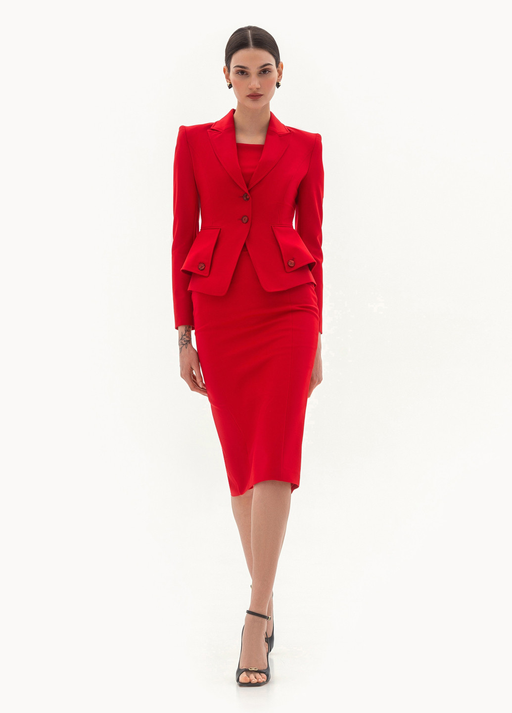 Красный женский жакет BGL однотонный - демисезонный