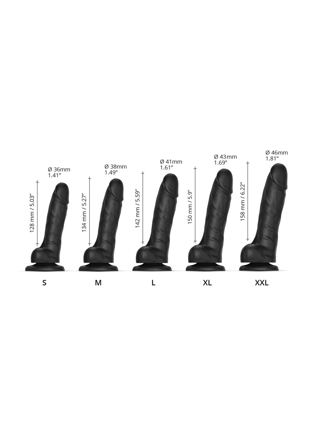 Реалістичний фалоімітатор SLIDING SKIN REALISTIC DILDO BLACK - S, ефект рухливої шкіри Strap-On-Me (254885523)