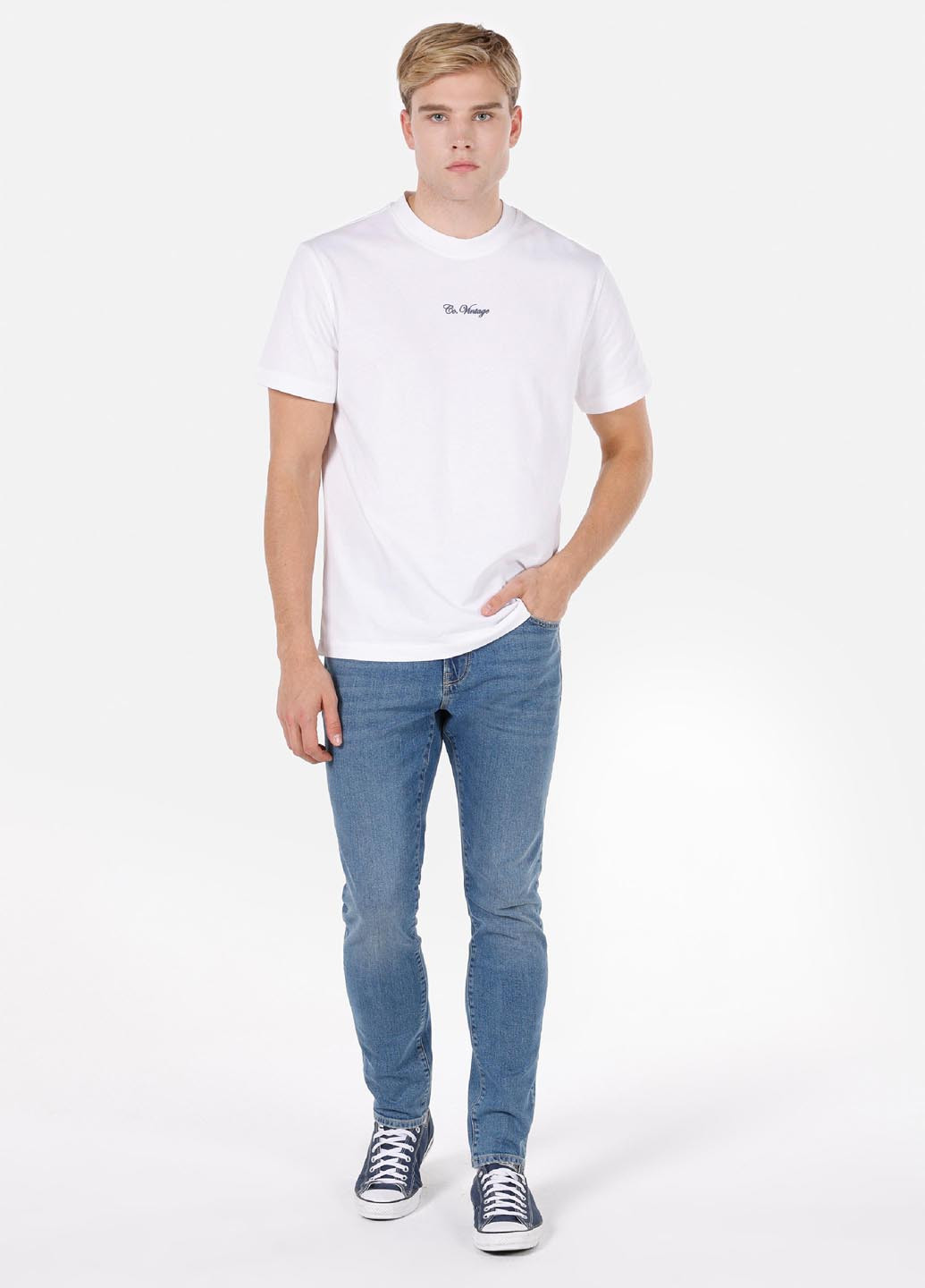 Голубые демисезонные зауженные джинсы Colin's