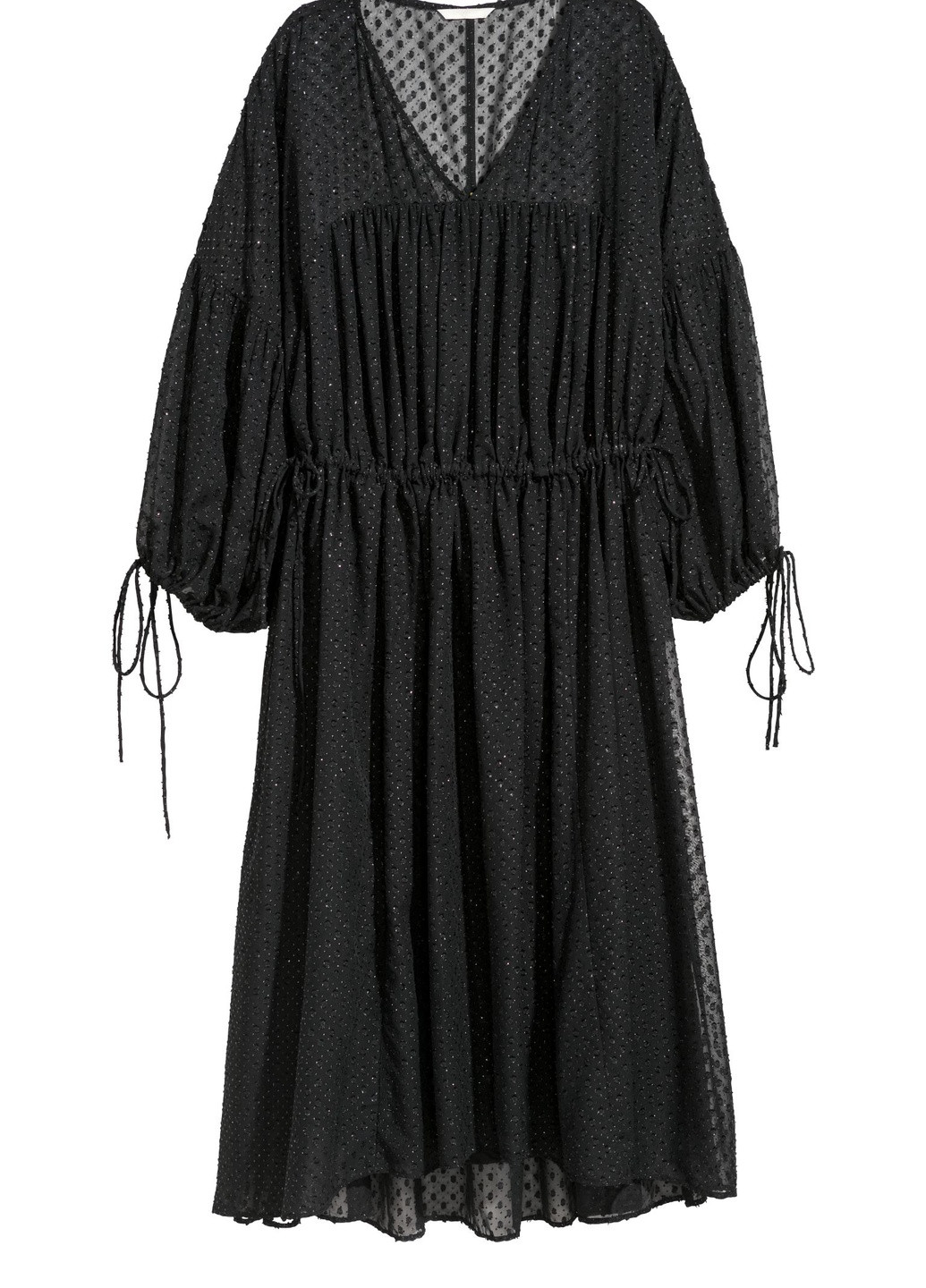 Черное повседневный платье с кулисками H&M однотонное