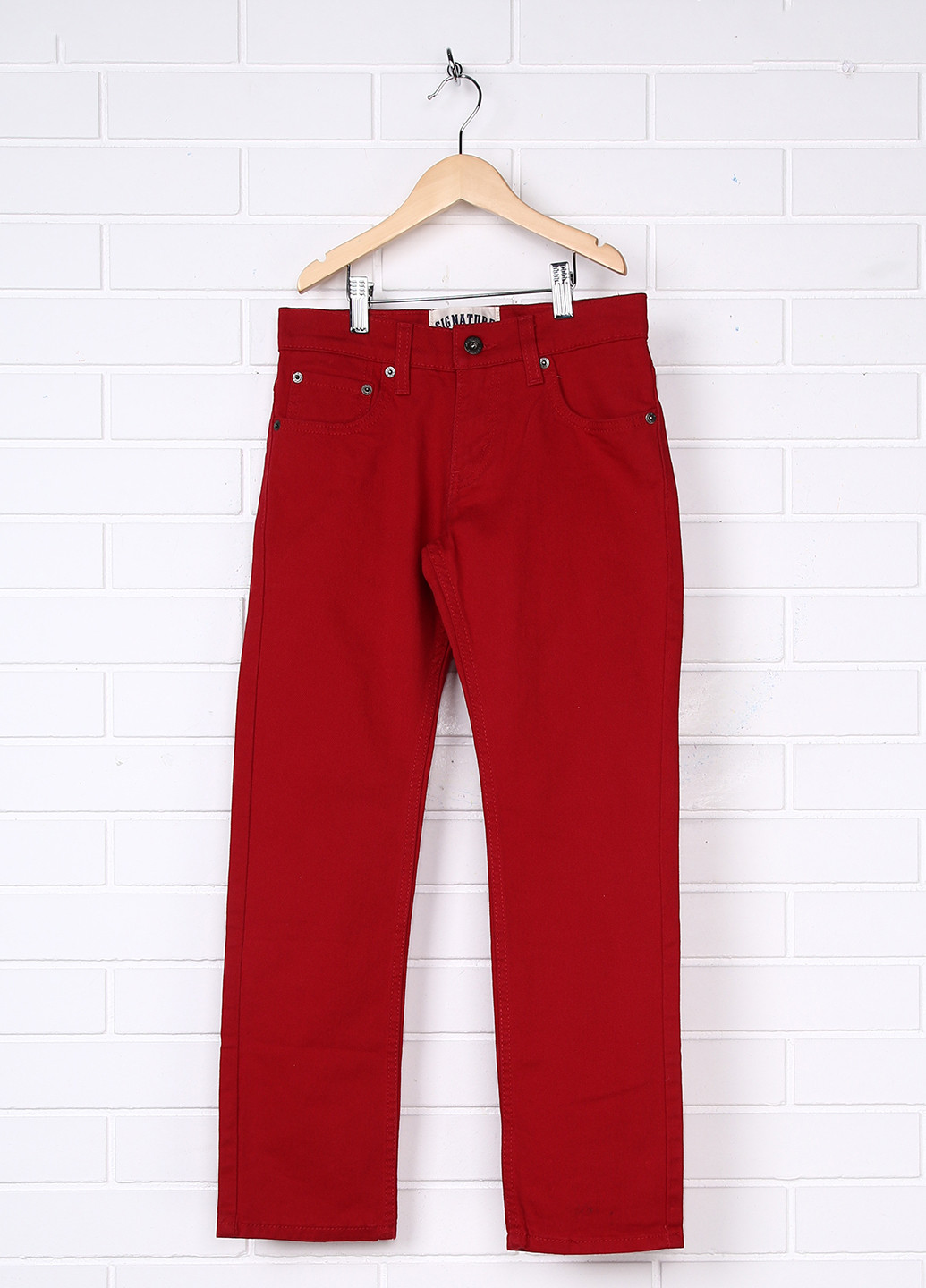 Красные демисезонные прямые джинсы Signature