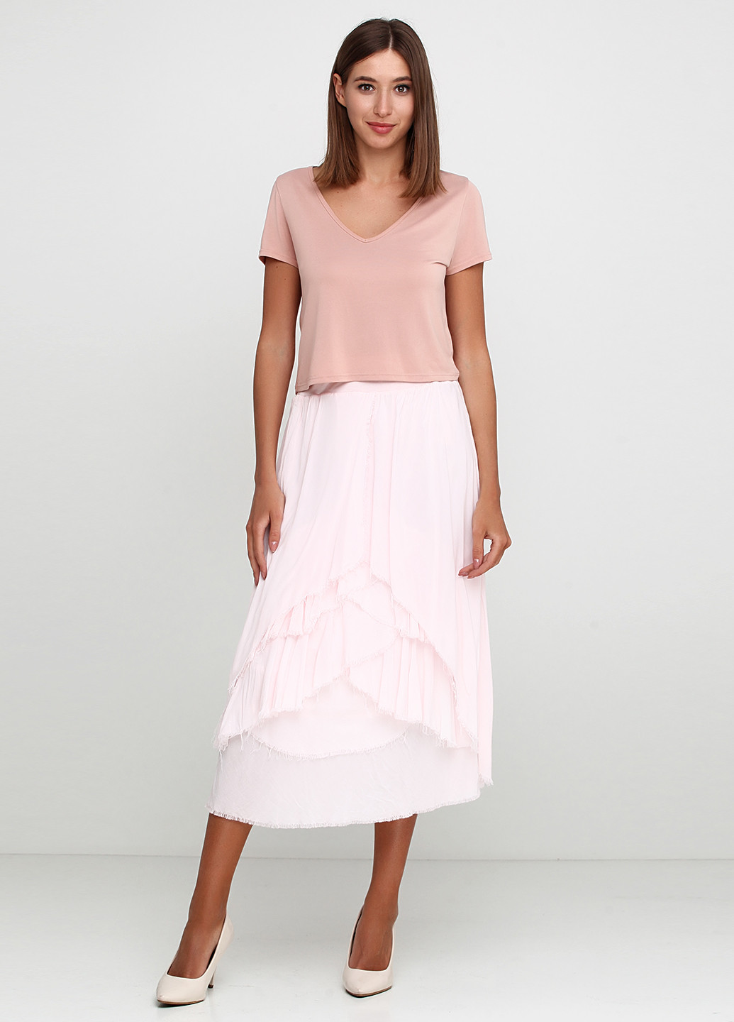 Светло-розовая кэжуал однотонная юбка Moda in Italy