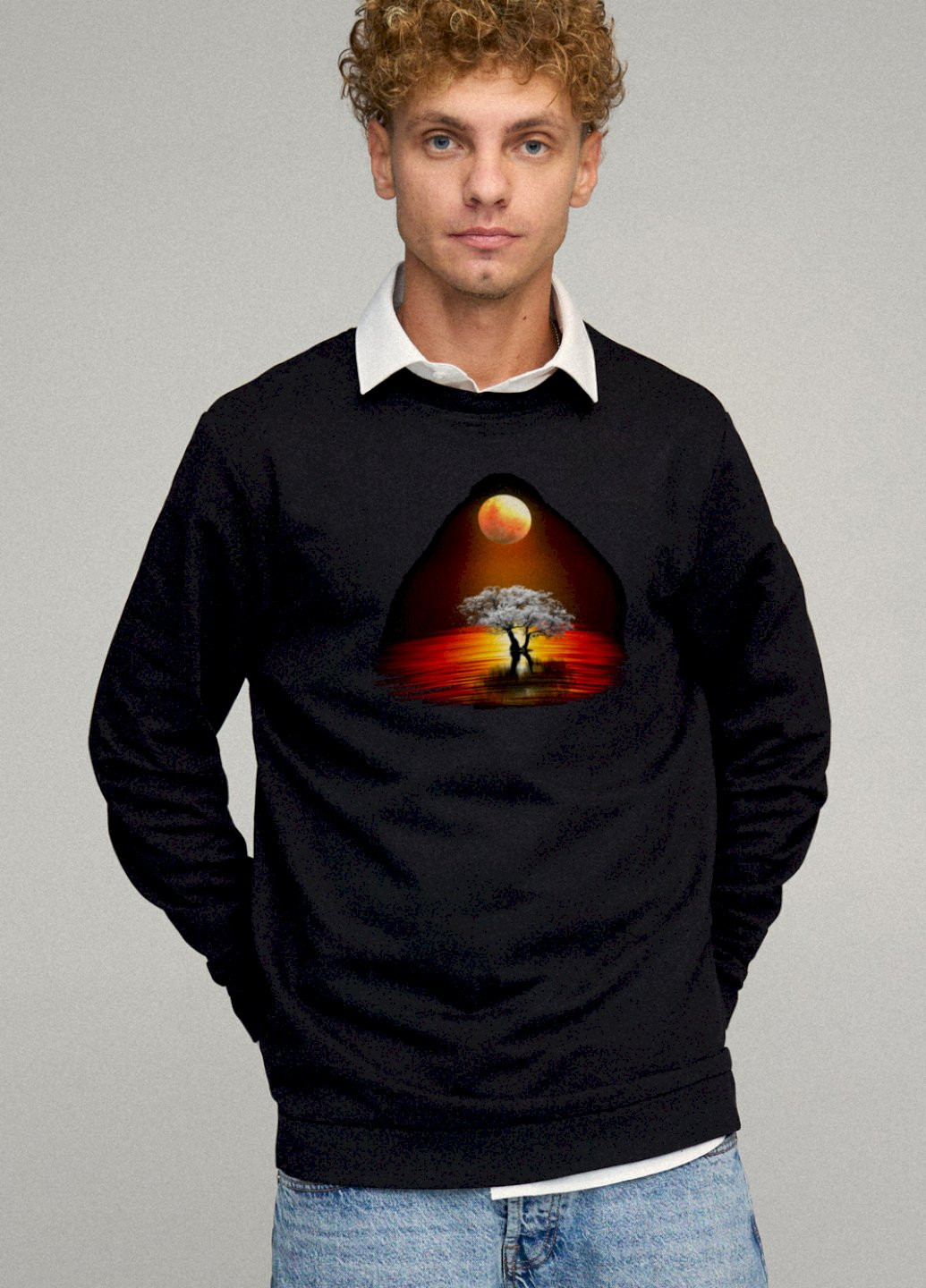 Чорний свитшот мужской oversize /no flis/ YAPPI малюнок (254557576)