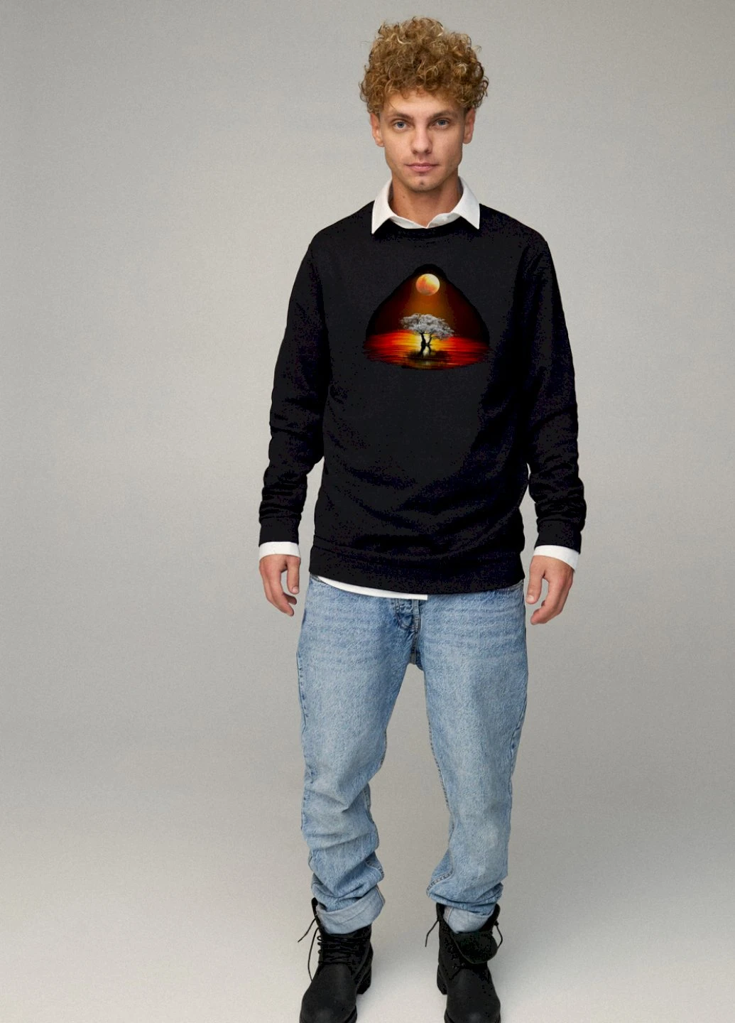 Чорний свитшот мужской oversize /no flis/ YAPPI малюнок (254557576)