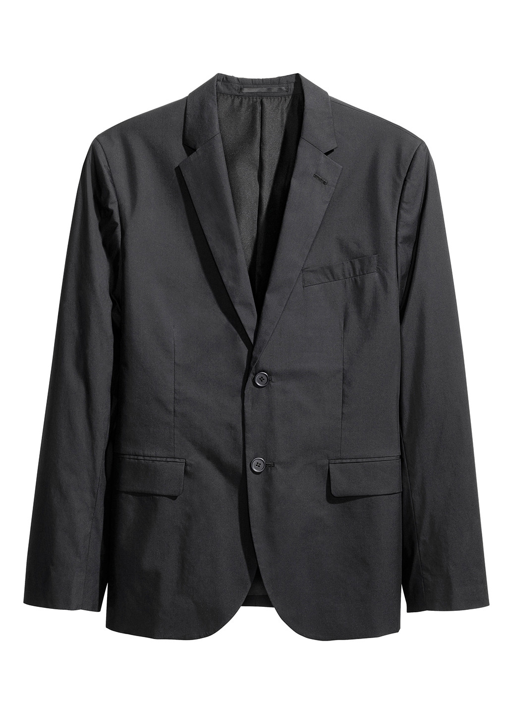 Пиджак H&M однобортный однотонный чёрный деловой хлопок