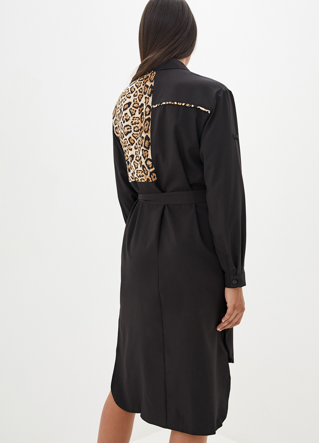 Черное кэжуал платье рубашка Luzana леопардовый