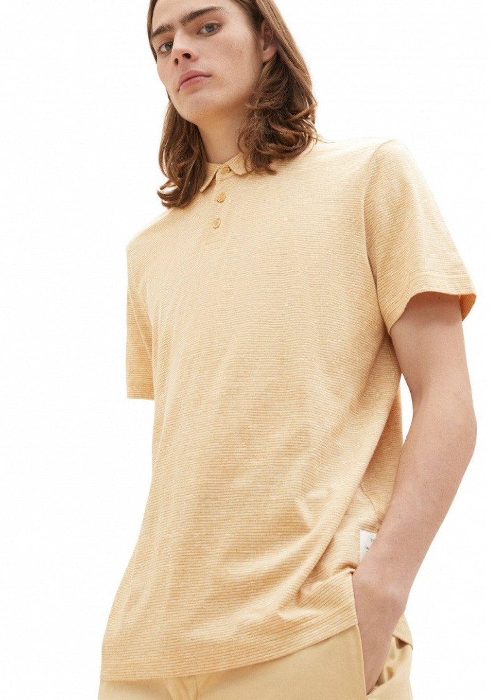 Песочная футболка-поло для мужчин Tom Tailor в полоску
