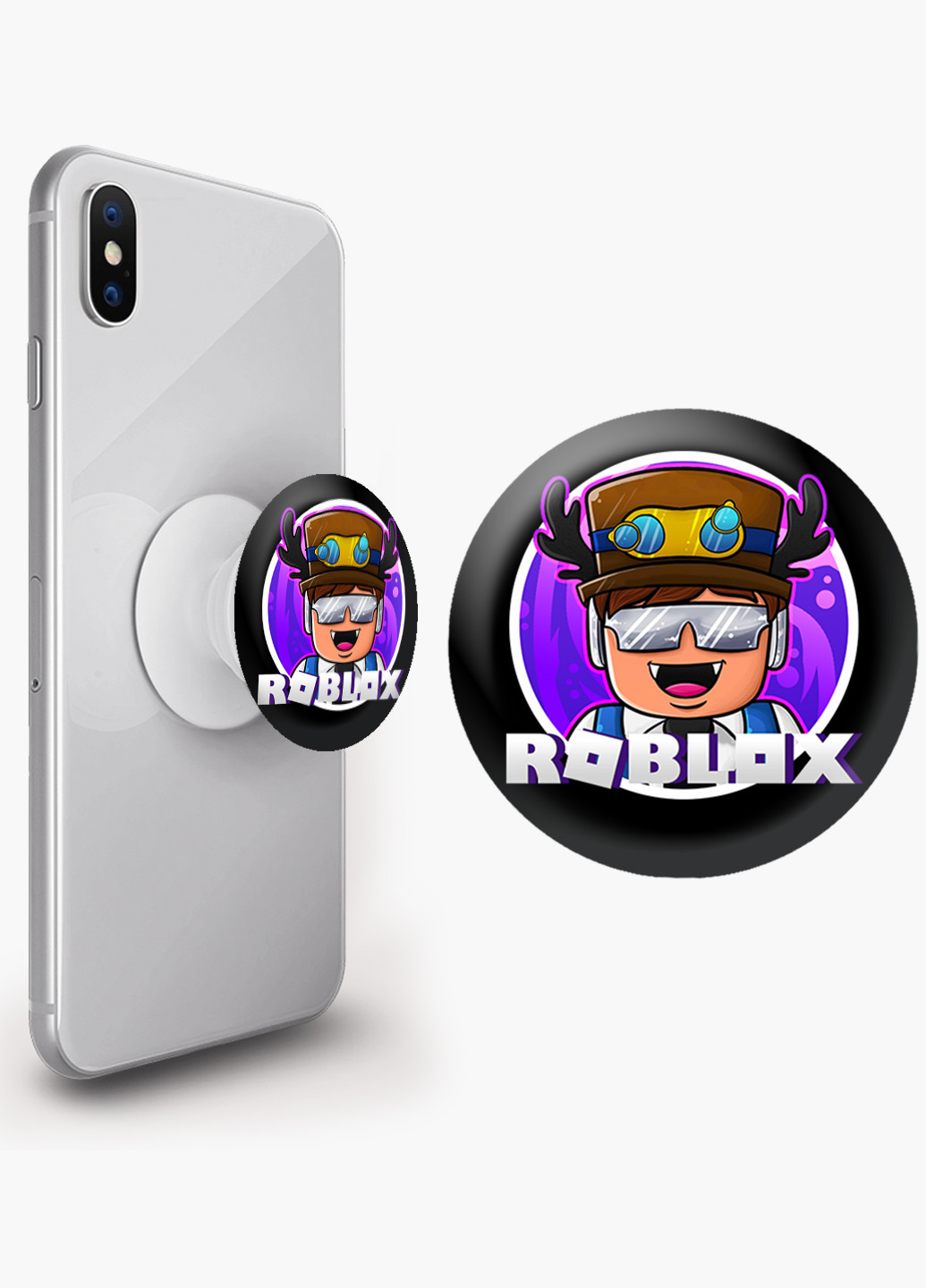 Попсокет (Popsockets) тримач для смартфону Роблокс (Roblox) (8754-1218) Чорний MobiPrint (216748523)