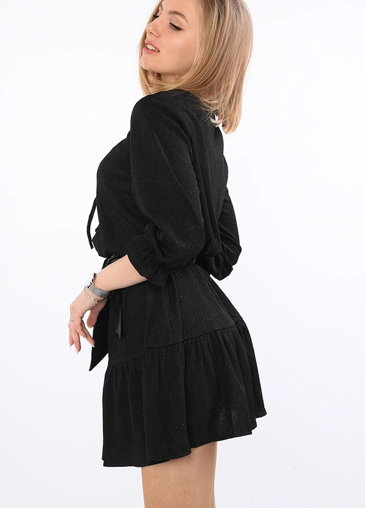 Черное коктейльное платье Let's Shop однотонное