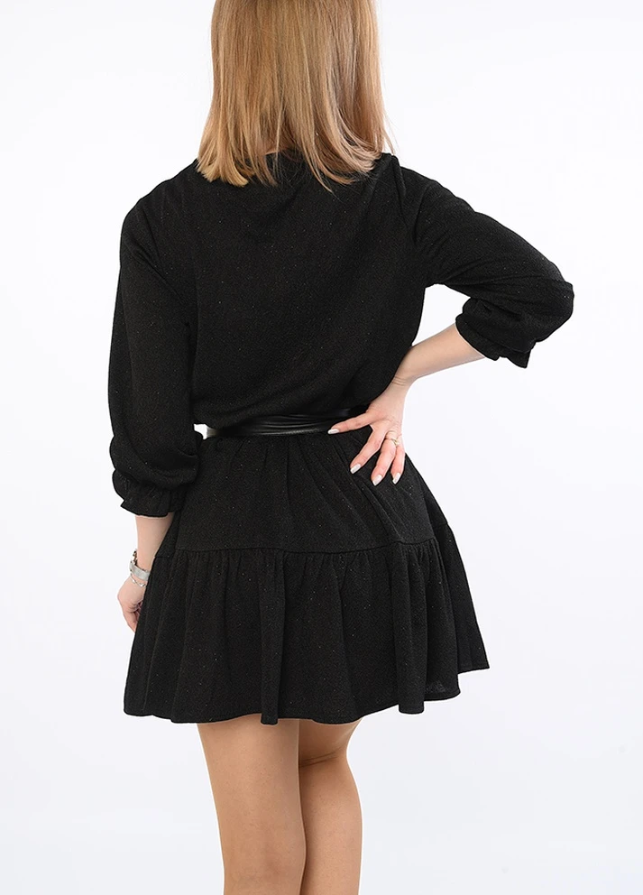 Черное коктейльное платье Let's Shop однотонное